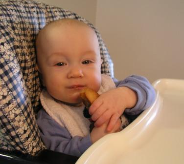 Enjoying a bread stick