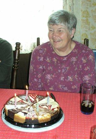 Grandma Bender celebrates her birthday with the 14 variety cheesecake.