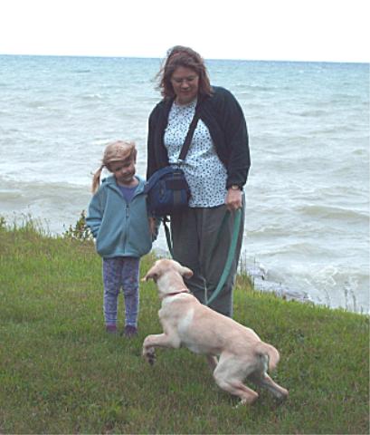 We try to explain to Jake that it's too rough to go in the lake today