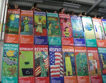 Most (but not all) of the 62 banners at unveiling ceremony.