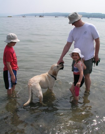 Jake's first time in the lake!