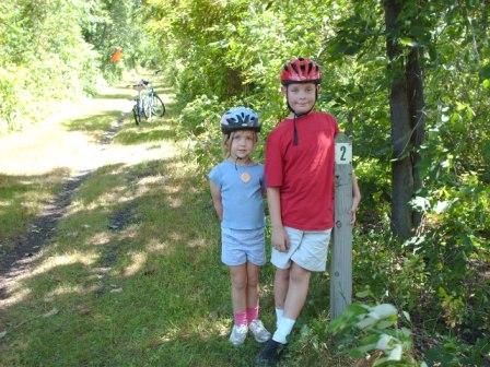 Bethan and Jeffery out for a bike hike with Daddy