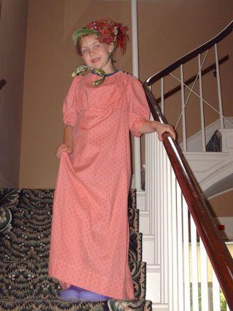 Bethan in her "old-fashioned" dress