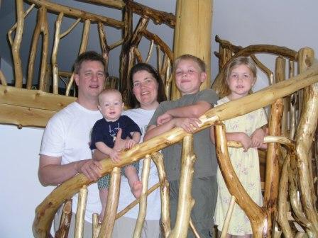 Family picture taken at the Gnall's guest apartment in Lake Placid