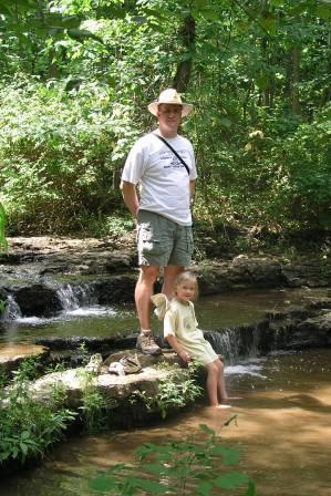 Ron and Bethan in brook at Gonandagan 