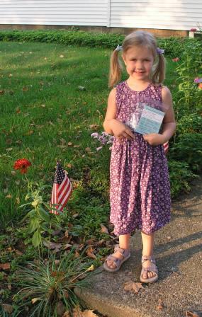 Bethan waits to ride the bus (with Daddy) on Kindergarten orientation day