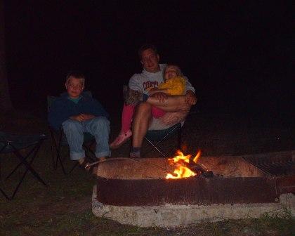 Roasting near the campfire and a photo by Ron