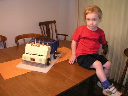Thomas asked for a "DUMP TRUCK CAKE"