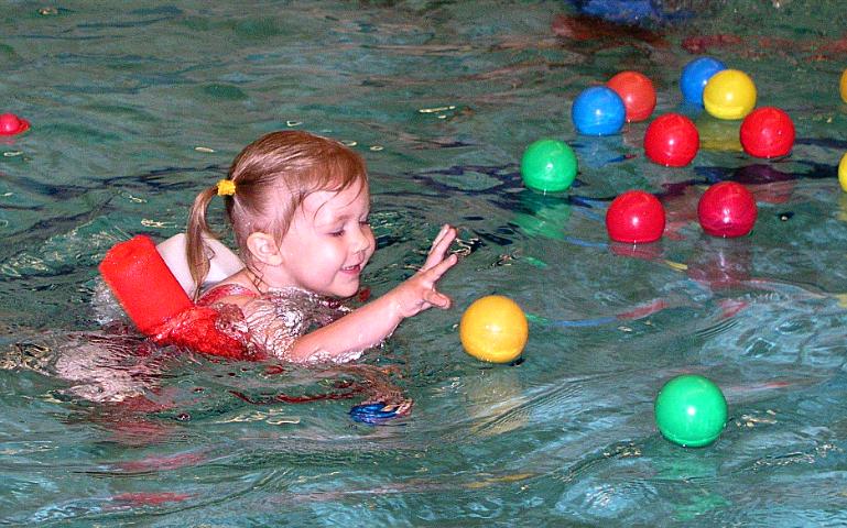 Bethan at swimming lessons