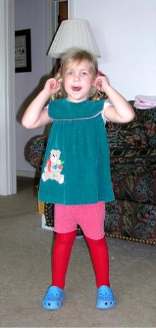 Bethan dresses herself (before Mommy gets a chance to clean out the closet)