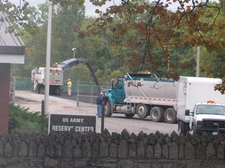 Chopping up and spitting up the old pavement
