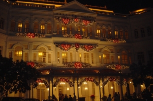 Raffle's hotel at night taken by Dee