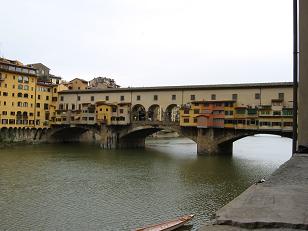 The Ponte Vecchaio is the oldest bridge in Florence.&nbsp; It has stood since it was built in the 14th century.