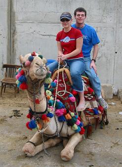 Rachel and I and the really cute and colorful camel.