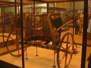Chariot found inside King Tutankhamen's tomb.&nbsp; He ruled around 1350 BC, so this chariot is similar to the ones used to pursue the Hebrews who were leaving Egypt with Moses.