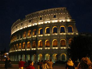 This is the Colosseum at night.&nbsp; Rome is a great place to walk around at night because some of the sights are really cool when they're all lit up.