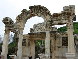 Temple of Hadrian, which has been reconstructed well.