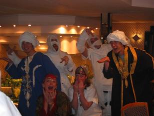 Everyone found something "Egyptian" to wear for the party.&nbsp; Daniel and Zach went with toilet paper.