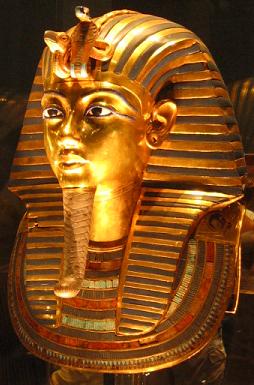 This is the solid gold burial mask of King Tutankhamen, a very unimportant Pharoah of Ancient Egypt.