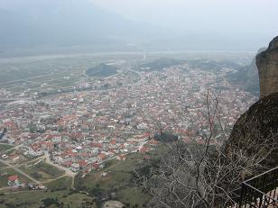 View of Kalambaka from on top of the Meteora.