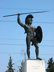 This is the monument to the Spartans for their stand against the Persians.&nbsp; The inscription is "Molon Labe" which means "Come and get them."