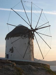 Windmill at sunset.