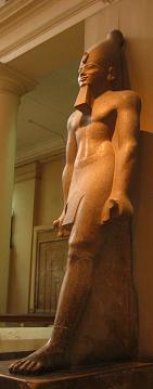 Statue on the right side of entry way.&nbsp; The left foot is forward because it is the side of his heart and means that he was still alive.