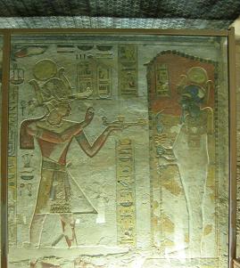 A scene on the wall of Ramses II's tomb.&nbsp; These tombs are ok, but if you go to Egypt, see the Valley of the Workers instead of the Kings.