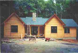 log home construction, outside work
