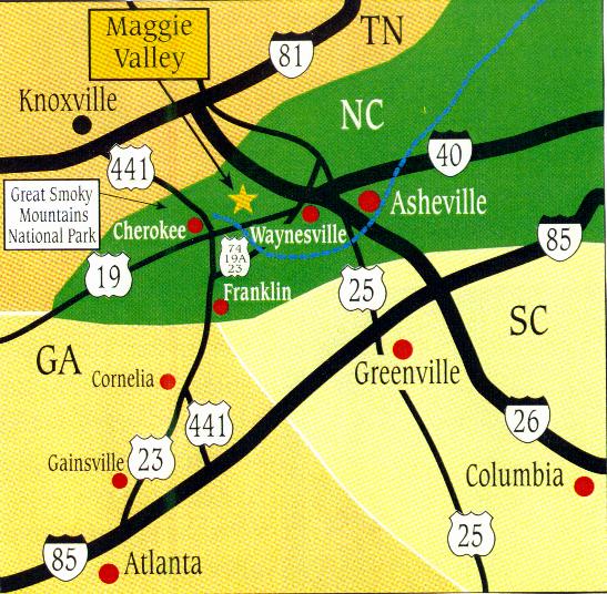 Map to Maggie Valley
