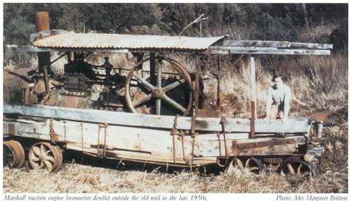 The "Marshall" loco, derelict near the old mill site in late 1950s