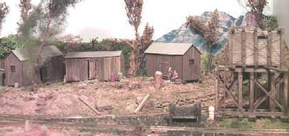 View of the bunkhouses and the rudimentary loco service facilities at the Broughton Vale log camp