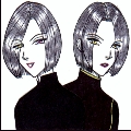 Supposed to be D and his sister, Nyu Al.&nbsp; For some reason she fascinates me, and if any one would be so kind as to translate some of "Donor" for me (please please!? ^_^)?&nbsp; I definitely want to hear more of her tragic story...And please don't crucify me for her eyes---i've never seen a colour picture but it appears to me [judging by how they are drawn in the manga] that 1) they're the same colour, and 2) they're light-coloured, and drawn much like D's gold eye, so her eyes are gold...am i wrong?