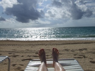 My toes on the beach