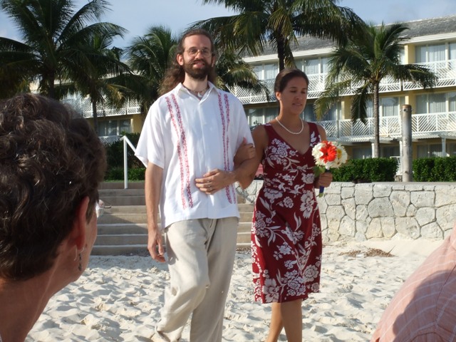 escorting bridesmaid