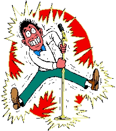 Man Receiving Shock From Microphone
