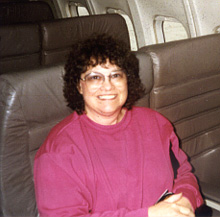 Ann in 1991 on her first plane trip