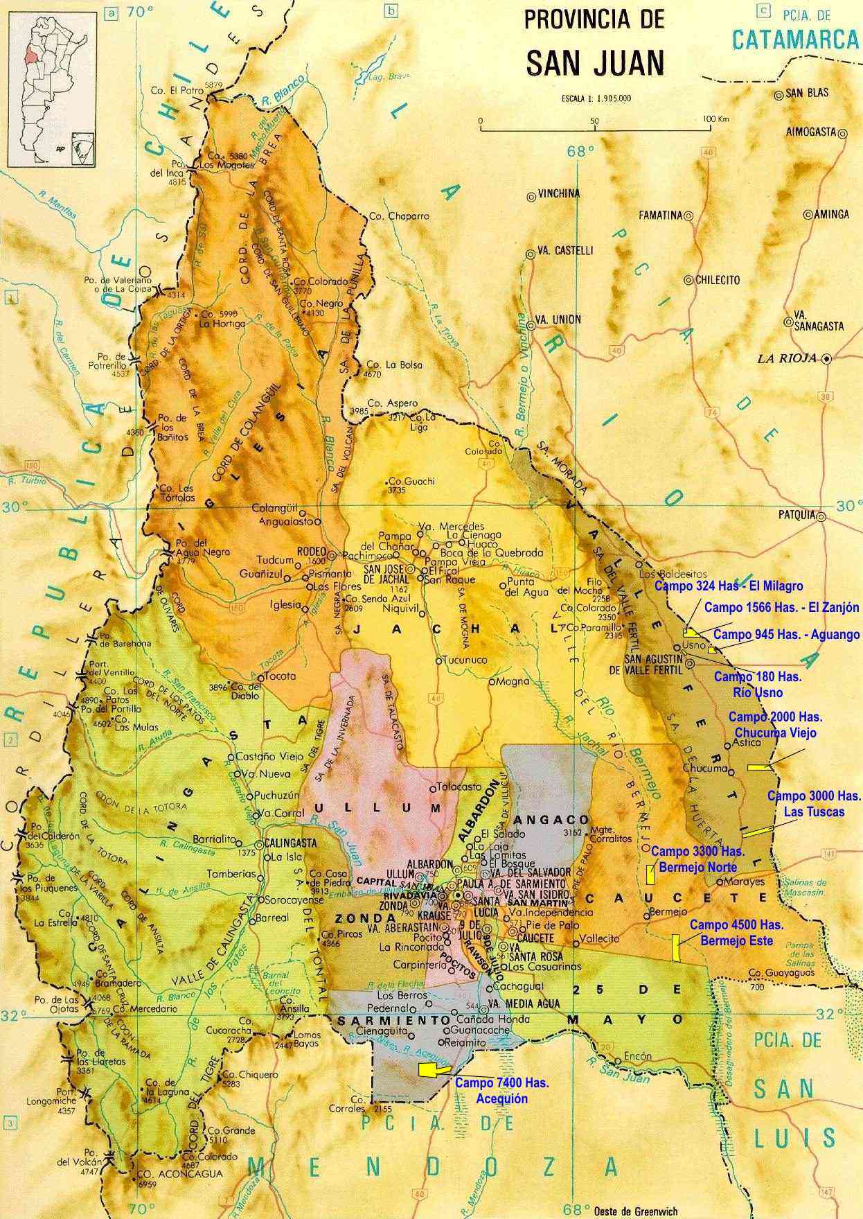 Mapa de la Provincia de San Juan.