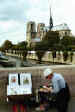 Painter in front of Notre-Dame Cathedral