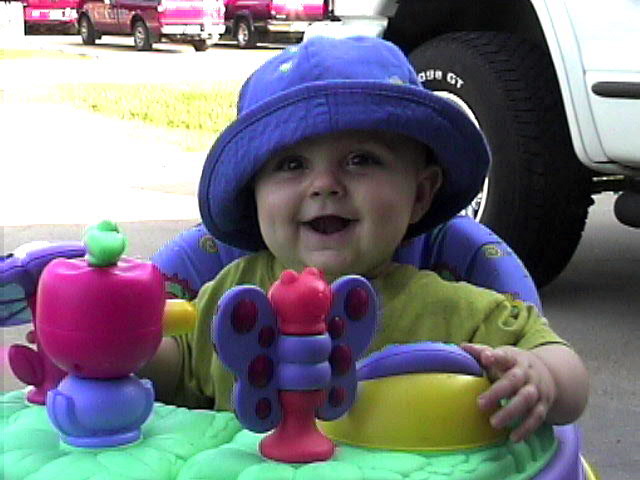Landon in hat