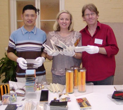Lost and Found Brisbane Artists Jonathan de Tse, Helen Sanderson, and Vim de Vos with the Lost and Found Artists Book