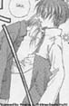 Randomly falling asleep on people's shoulders is fun! Kyou looks afraid.