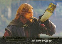 Boromir blowing the Horn of Gondor