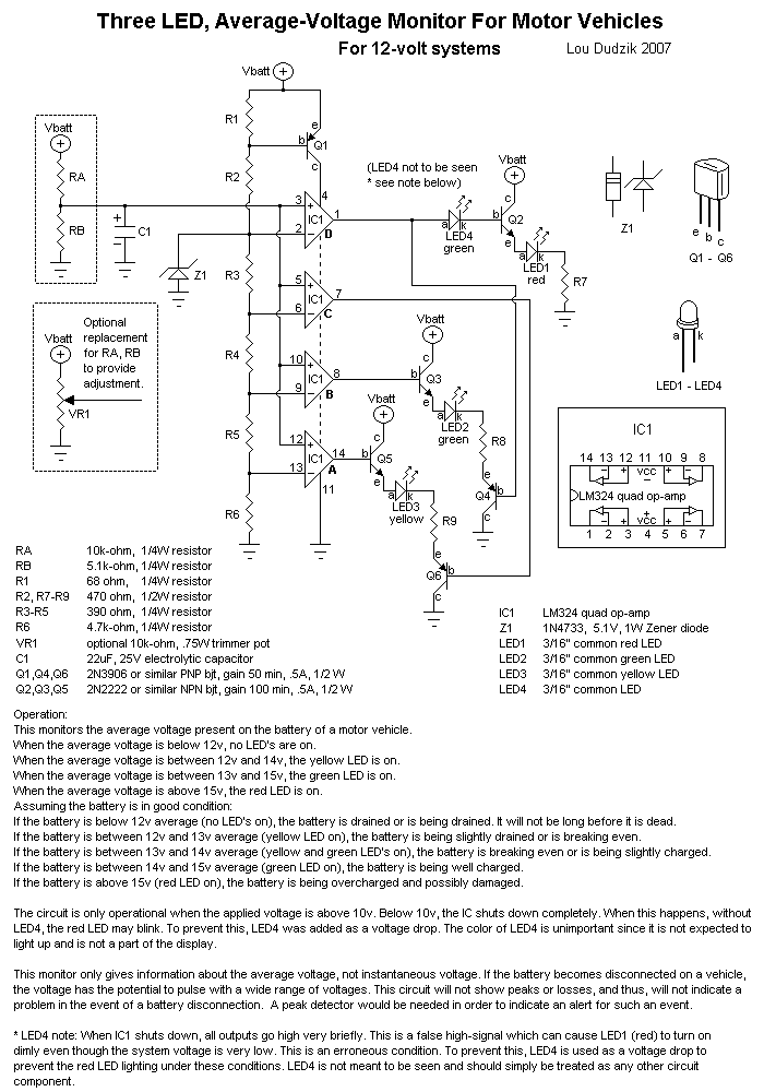 3 LED Voltage Monitor 12v