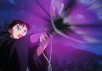 Miroku unleashes the Kazaana.