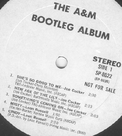 Cocker/Russell side of A&M Bootleg LP