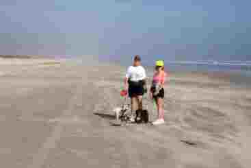 Phyllis, Carolyn Walters, with dogs Harpo, Roscoe, and Lucy.