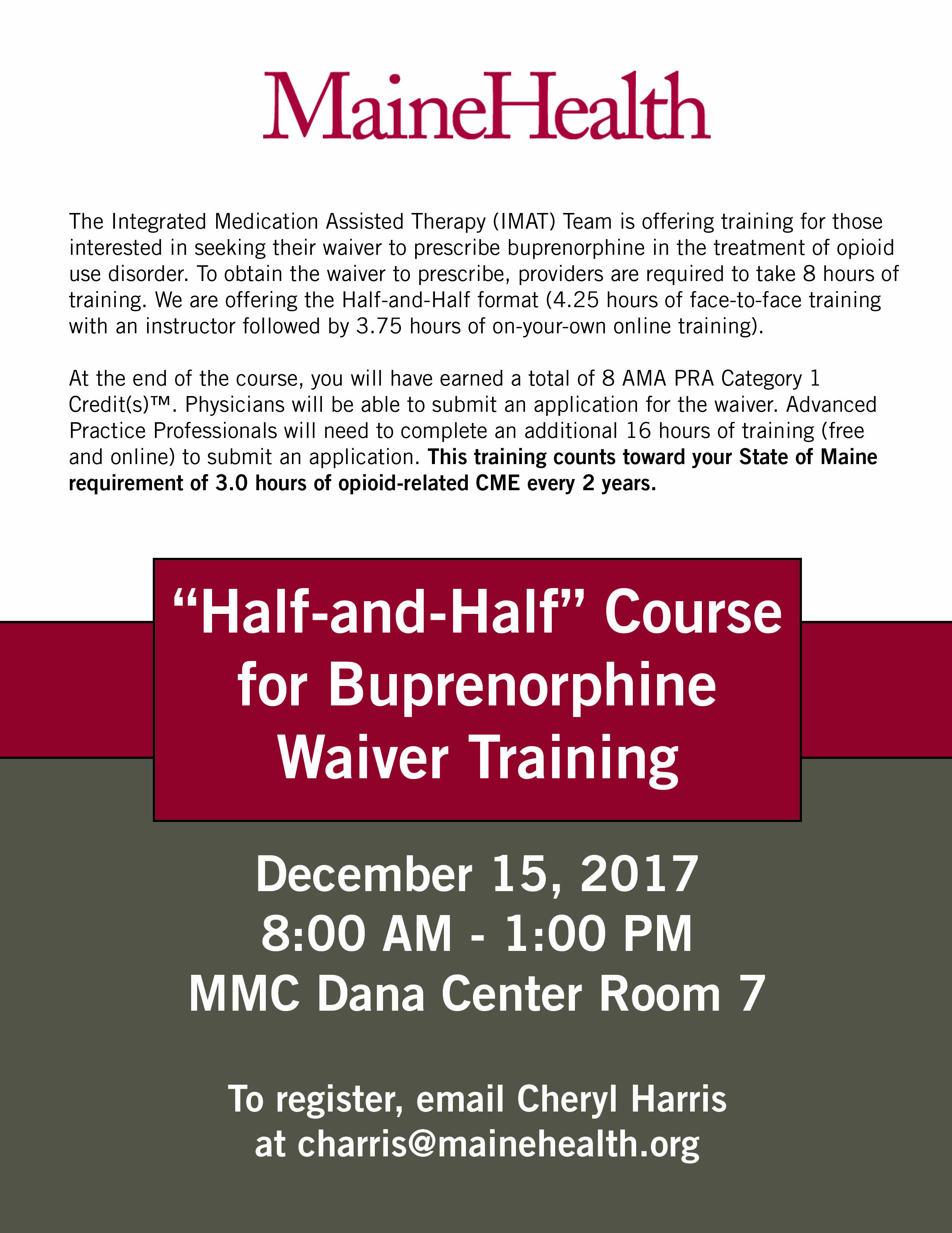 2017 Buprenorphine Training flyer