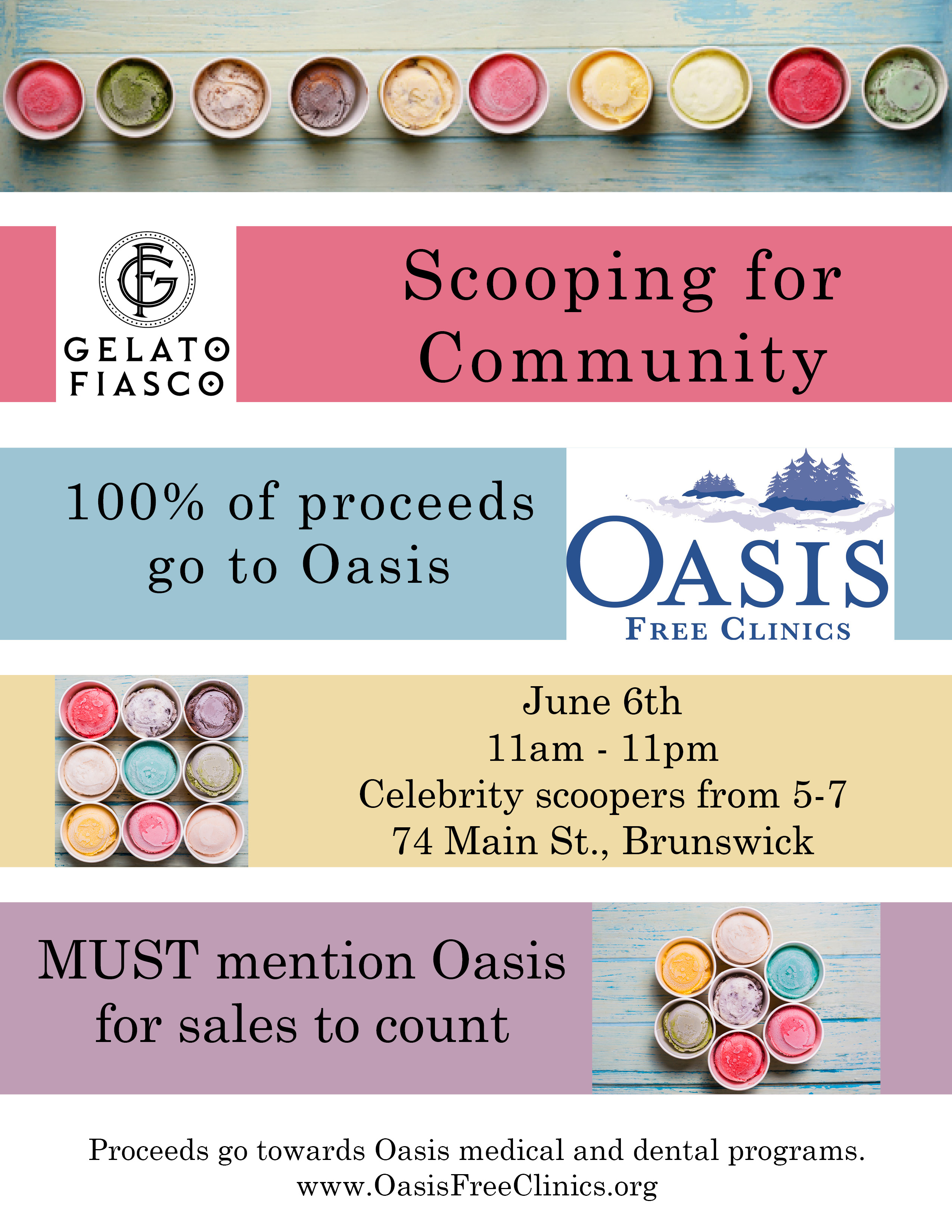 Gelato Fiasco fundraiser flyer