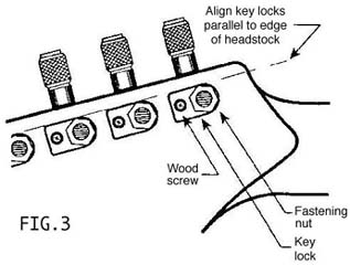 Fig.3 shows alignment of LSR tuner key lock with headstock.